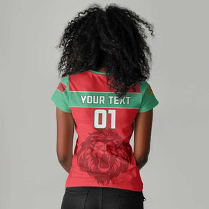 Morocco Football Women V-Neck T-Shirt - Go The Atlas Lions