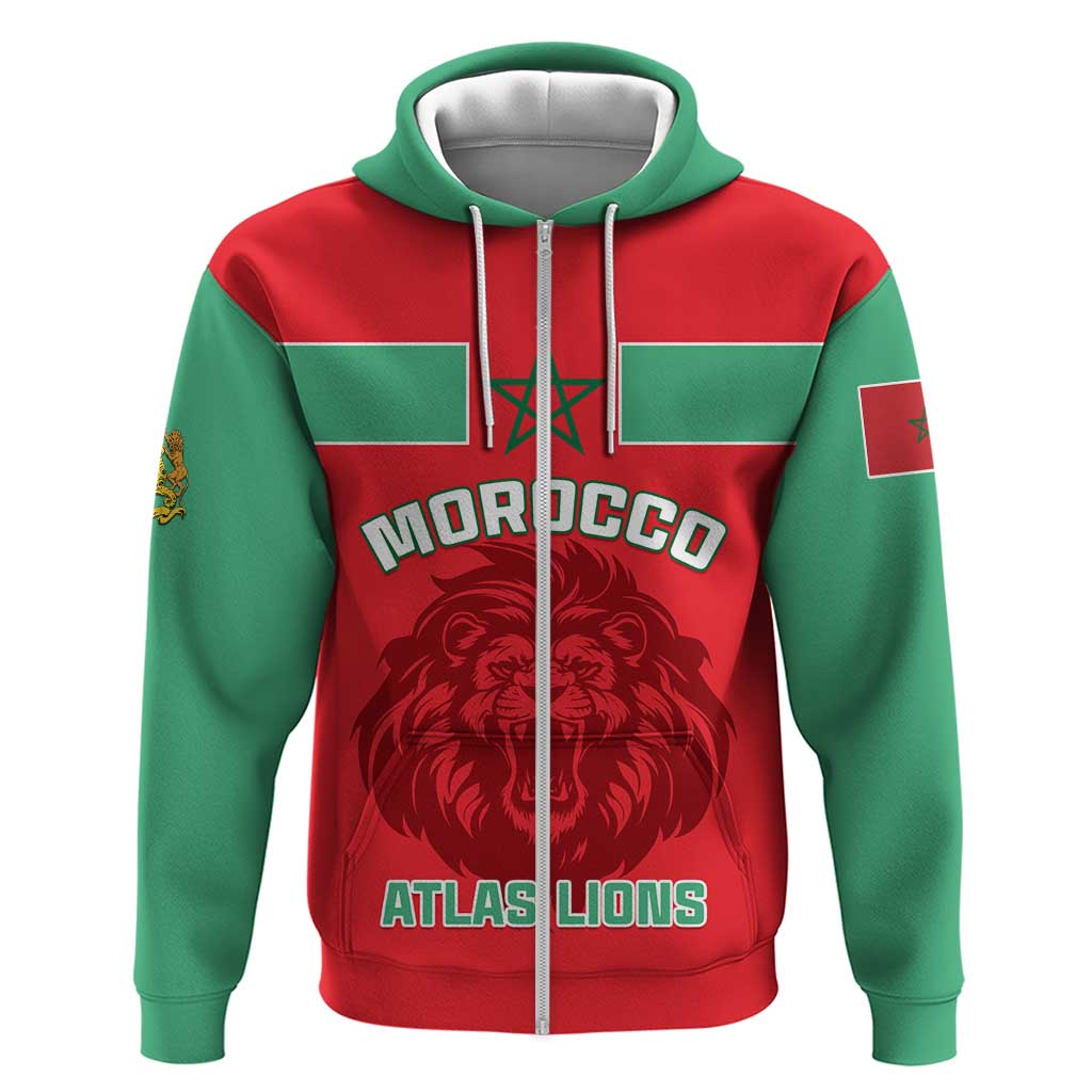 Morocco Football Zip Hoodie - Go The Atlas Lions