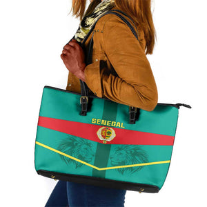 Support the Lions of Teranga - Senegal Football Leather Tote Bag