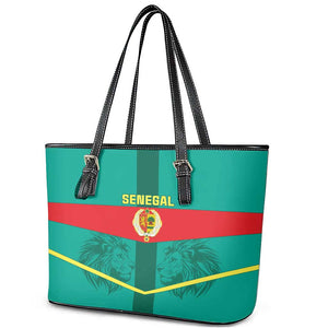 Support the Lions of Teranga - Senegal Football Leather Tote Bag