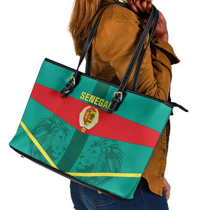 Support the Lions of Teranga - Senegal Football Leather Tote Bag