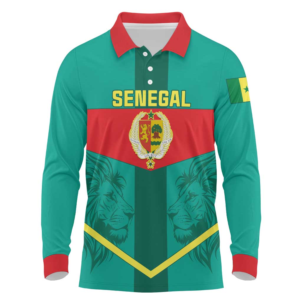 Support the Lions of Teranga - Senegal Football Long Sleeve Polo Shirt