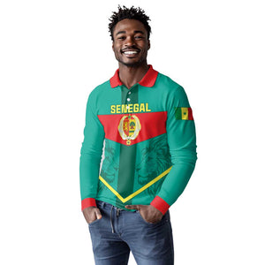 Support the Lions of Teranga - Senegal Football Long Sleeve Polo Shirt