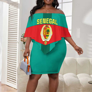 Support the Lions of Teranga - Senegal Football Off Shoulder Short Dress LT01