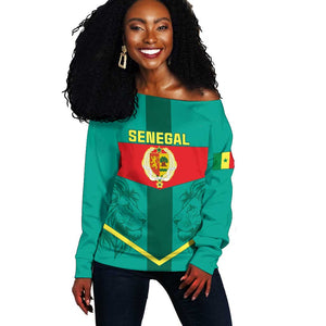 Support the Lions of Teranga - Senegal Football Off Shoulder Sweater