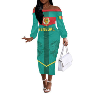 Support the Lions of Teranga - Senegal Football Off The Shoulder Long Sleeve Dress