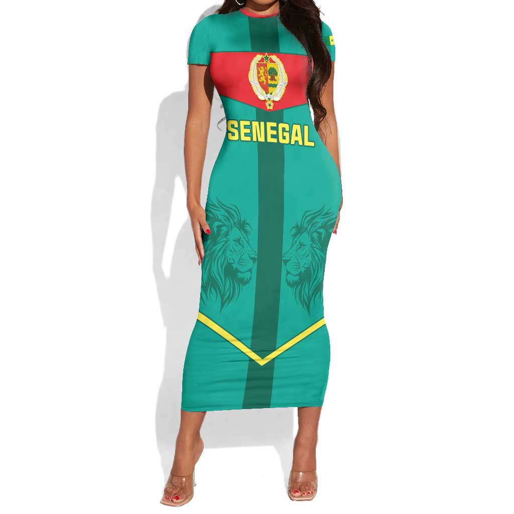 Support the Lions of Teranga - Senegal Football Short Sleeve Bodycon Dress LT01