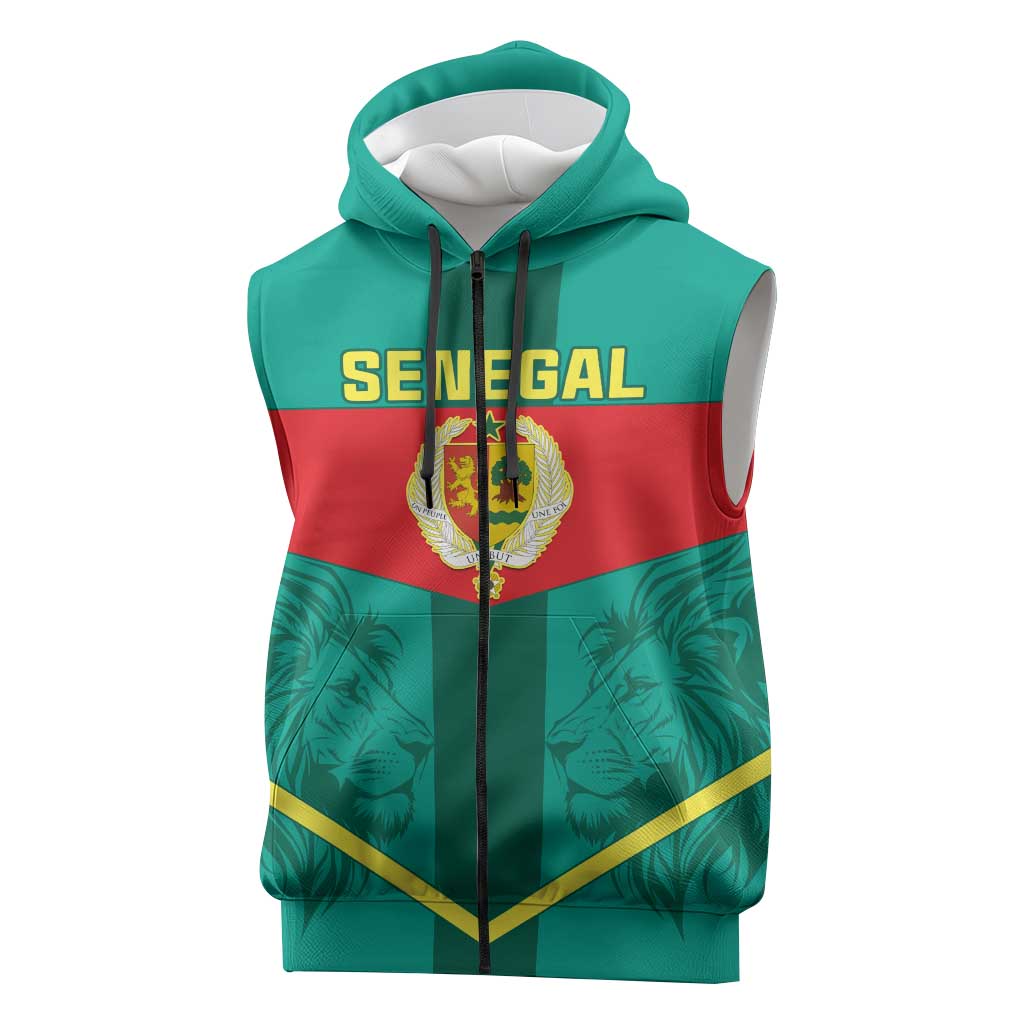 Support the Lions of Teranga - Senegal Football Sleeveless Zip Hoodie - African Pride