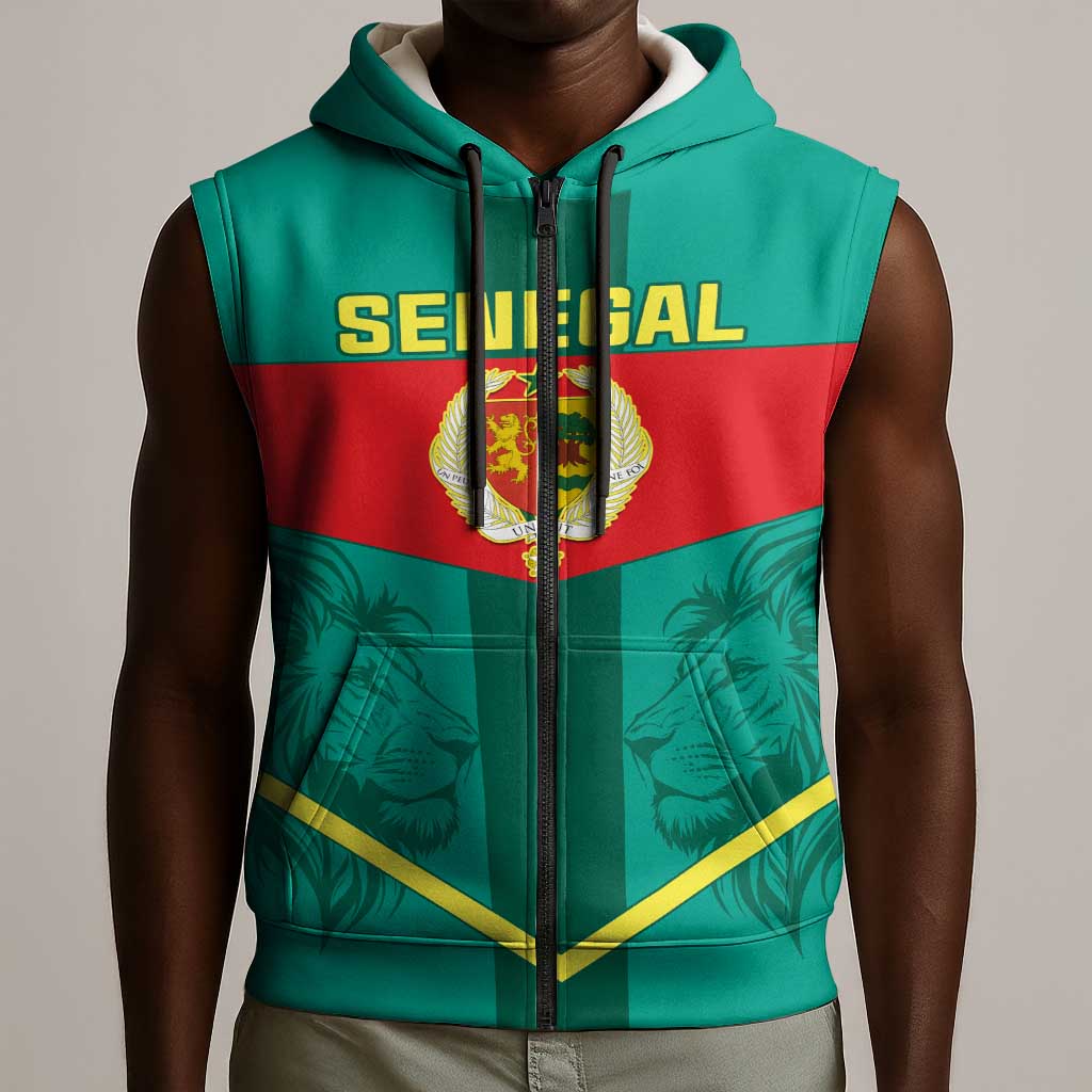 Support the Lions of Teranga - Senegal Football Sleeveless Zip Hoodie - African Pride