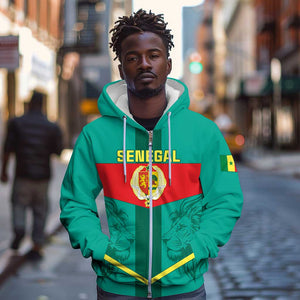 Support the Lions of Teranga - Senegal Football Zip Hoodie