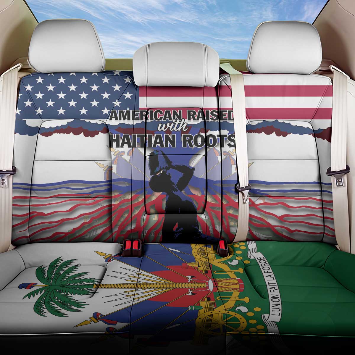 Afro Haiti Heritage Month 2025 Back Car Seat Cover American Raised With Haitian Roots