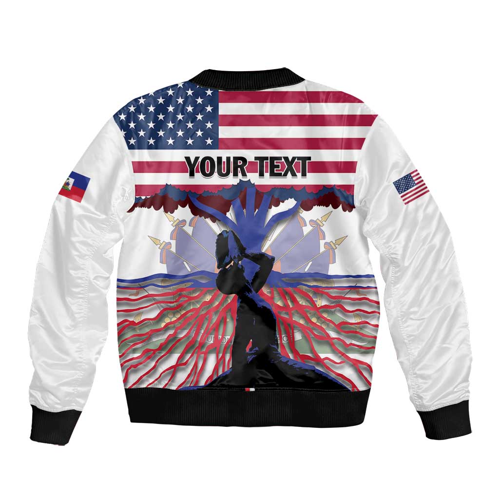 Afro Haiti Heritage Month 2025 Bomber Jacket American Raised With Haitian Roots