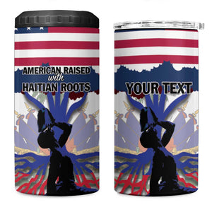Afro Haiti Heritage Month 2025 4 in 1 Can Cooler Tumbler American Raised With Haitian Roots