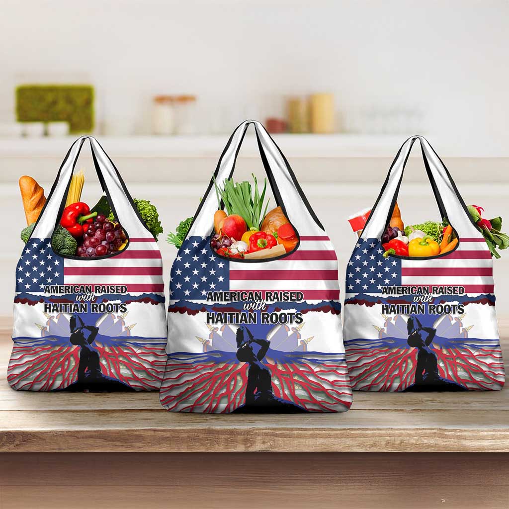 Afro Haiti Heritage Month 2025 Grocery Bag American Raised With Haitian Roots