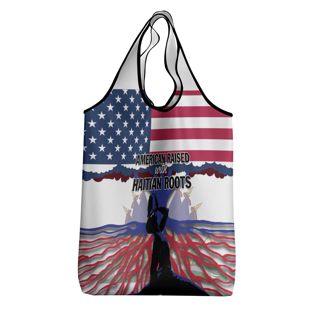 Afro Haiti Heritage Month 2025 Grocery Bag American Raised With Haitian Roots