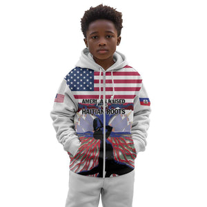 Afro Haiti Heritage Month 2025 Kid Hoodie American Raised With Haitian Roots