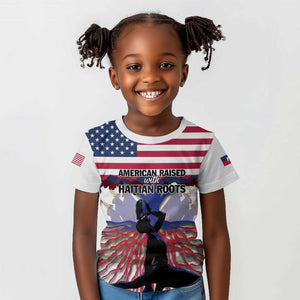 Afro Haiti Heritage Month 2025 Kid T shirt American Raised With Haitian Roots