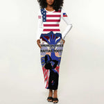 Afro Haiti Heritage Month 2025 Long Sleeve Bodycon Dress American Raised With Haitian Roots