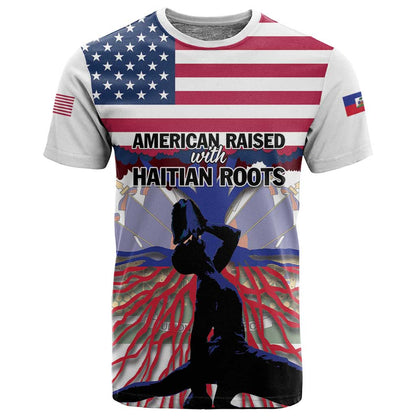 Afro Haiti Heritage Month 2025 T shirt American Raised With Haitian Roots