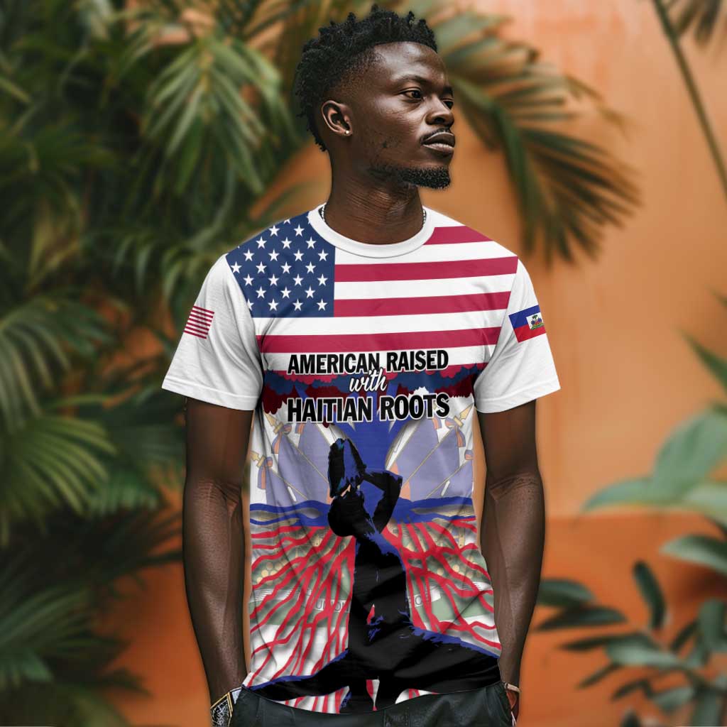 Afro Haiti Heritage Month 2025 T shirt American Raised With Haitian Roots