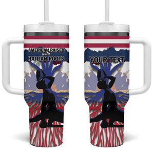 Afro Haiti Heritage Month 2025 Tumbler With Handle American Raised With Haitian Roots