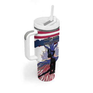 Afro Haiti Heritage Month 2025 Tumbler With Handle American Raised With Haitian Roots
