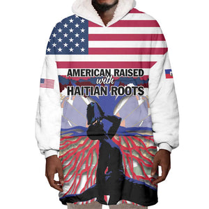 Afro Haiti Heritage Month 2025 Wearable Blanket Hoodie American Raised With Haitian Roots