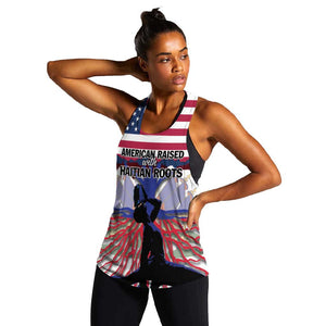 Afro Haiti Heritage Month 2025 Women Racerback Tank American Raised With Haitian Roots