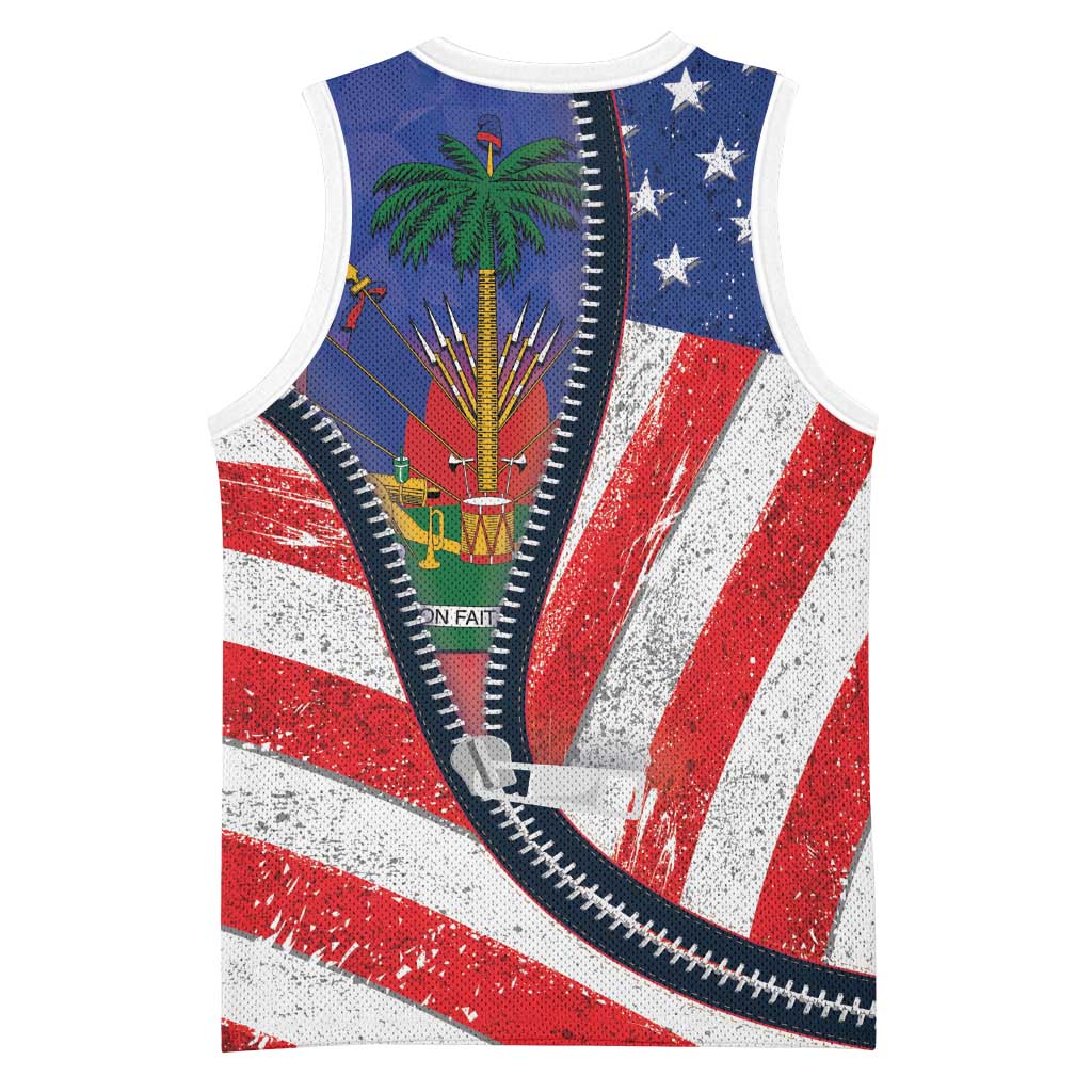 Haitian Americans Zipper Stylized Basketball Jersey Haiti Heritage Month 2025 LT01
