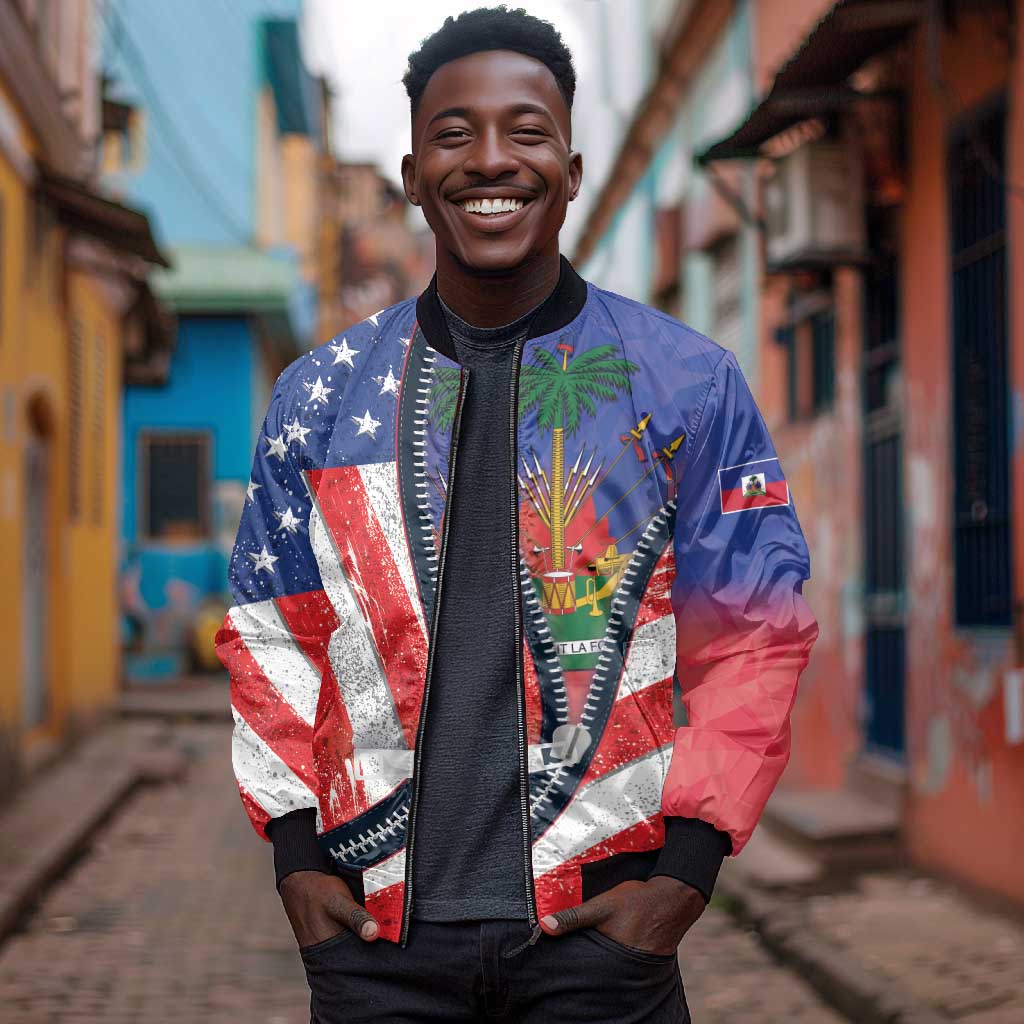 Haitian Americans Zipper Stylized Bomber Jacket Haiti Heritage Month 2025