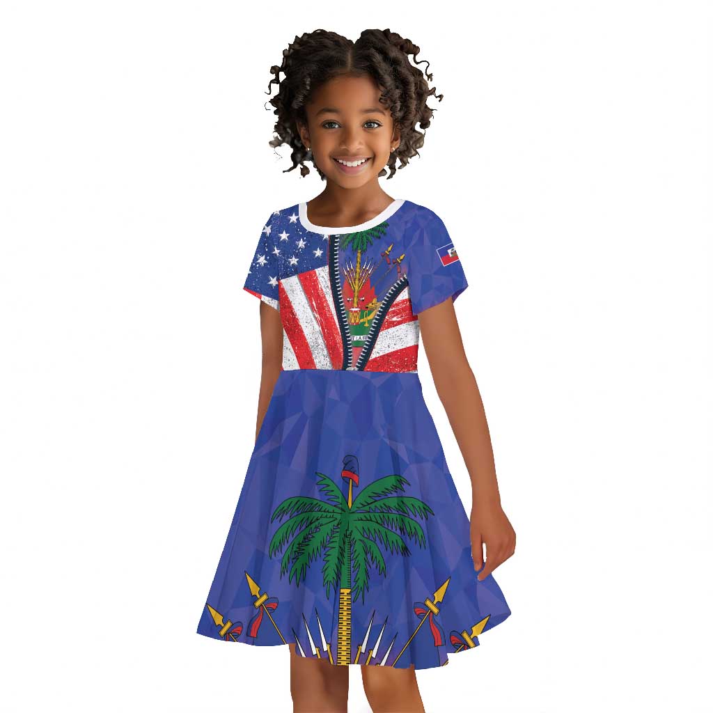 Haitian Americans Zipper Stylized Kid Short Sleeve Dress Haiti Heritage Month 2025