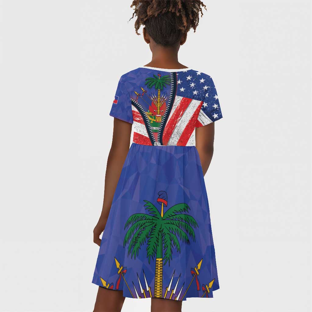 Haitian Americans Zipper Stylized Kid Short Sleeve Dress Haiti Heritage Month 2025