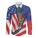Haitian Americans Zipper Stylized Long Sleeve Button Shirt Haiti Heritage Month 2025