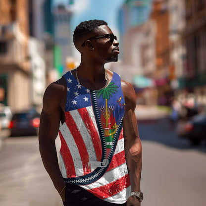 Haitian Americans Zipper Stylized Men Tank Top Haiti Heritage Month 2025