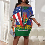Haitian Americans Zipper Stylized Off Shoulder Short Dress Haiti Heritage Month 2025