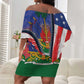 Haitian Americans Zipper Stylized Off Shoulder Short Dress Haiti Heritage Month 2025