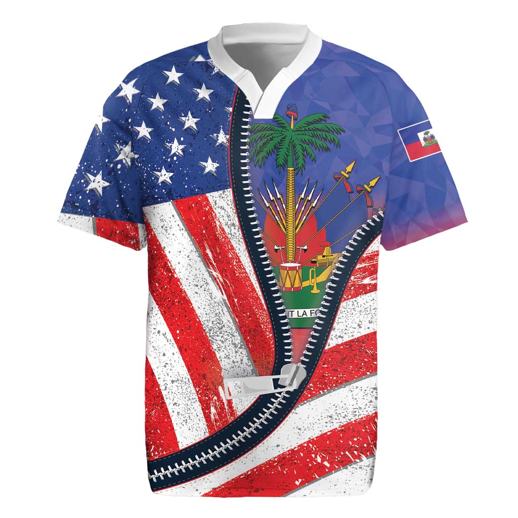 Haitian Americans Zipper Stylized Rugby Jersey Haiti Heritage Month 2025