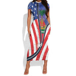 Haitian Americans Zipper Stylized Short Sleeve Bodycon Dress Haiti Heritage Month 2025