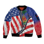 Haitian Americans Zipper Stylized Sleeve Zip Bomber Jacket Haiti Heritage Month 2025