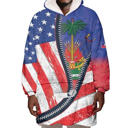 Haitian Americans Zipper Stylized Wearable Blanket Hoodie Haiti Heritage Month 2025