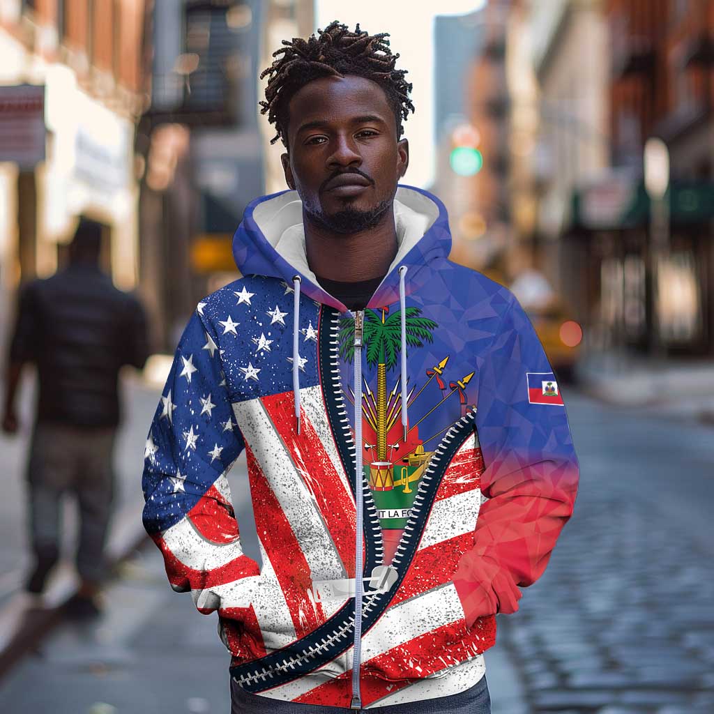 Haitian Americans Zipper Stylized Zip Hoodie Haiti Heritage Month 2025