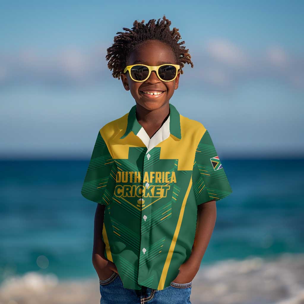 Custom South Africa Cricket Kid Hawaiian Shirt SA Protea Woza Nawe