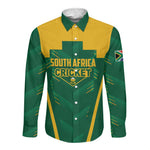Custom South Africa Cricket Long Sleeve Button Shirt SA Protea Woza Nawe