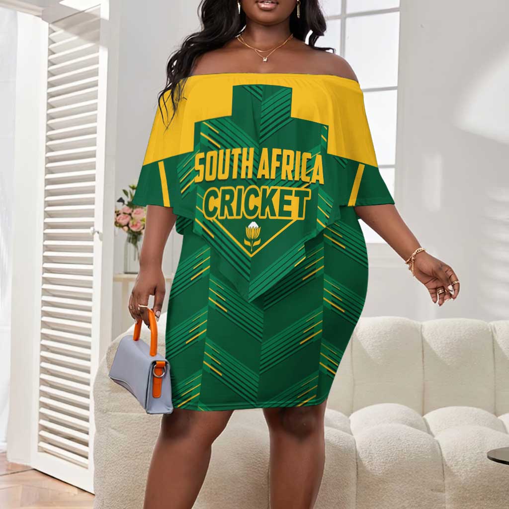Custom South Africa Cricket Off Shoulder Short Dress SA Protea Woza Nawe