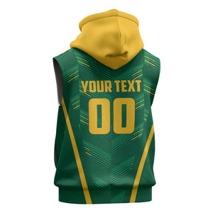 Custom South Africa Cricket Sleeveless Zip Hoodie SA Protea Woza Nawe - African Pride