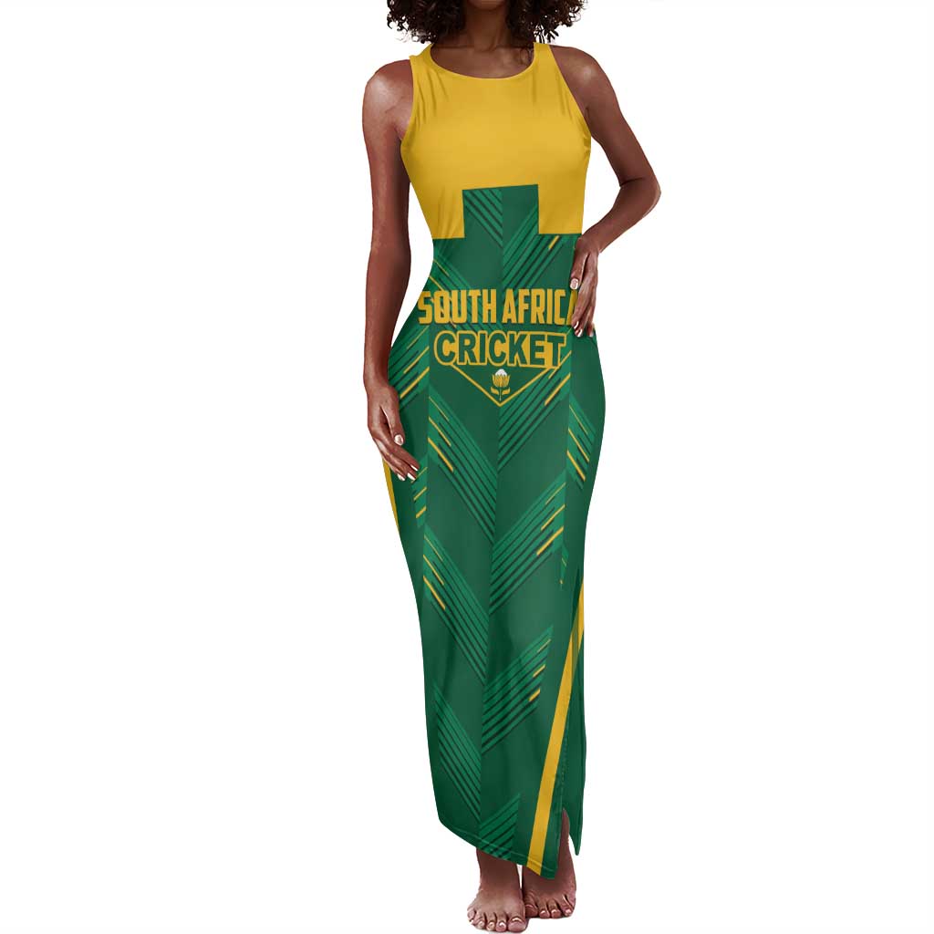 Custom South Africa Cricket Tank Maxi Dress SA Protea Woza Nawe