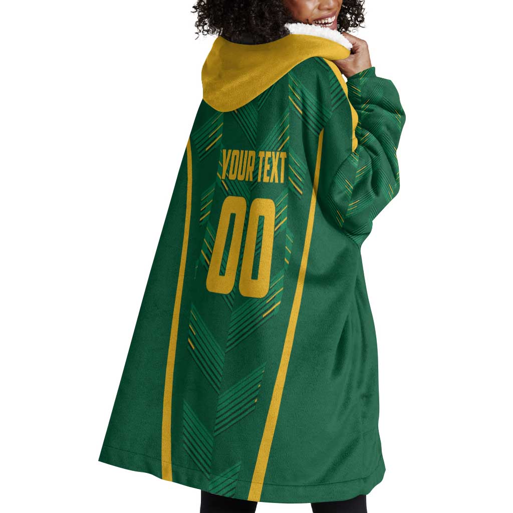Custom South Africa Cricket Wearable Blanket Hoodie SA Protea Woza Nawe