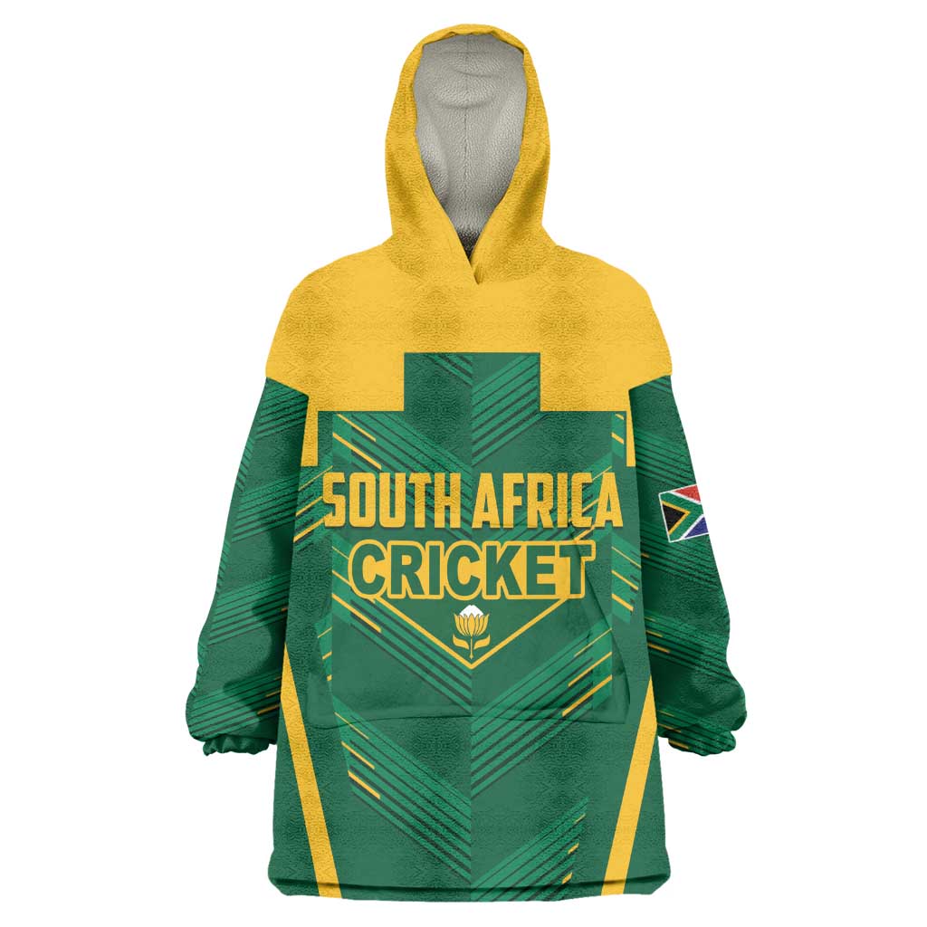 Custom South Africa Cricket Wearable Blanket Hoodie SA Protea Woza Nawe