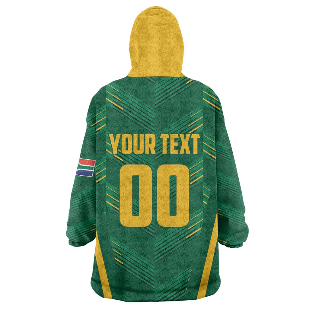 Custom South Africa Cricket Wearable Blanket Hoodie SA Protea Woza Nawe