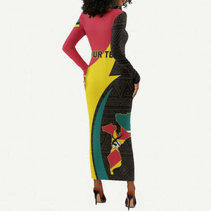 Mozambique Independence Day Long Sleeve Bodycon Dress Muzambhiki 1975 Anniversary